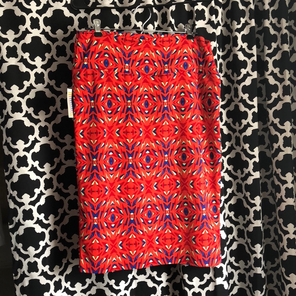 LuLaRoe “Cassie” Orange Printed Pencil Skirt